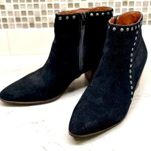 Lucky Brand Black Suede Ankle Boots with Studded Detail
